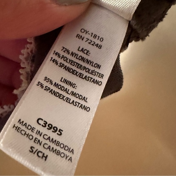 Felina Womens Lace Bralette Scalloped Edge Two Tone Gray Cream Size Small - Picture 5 of 8